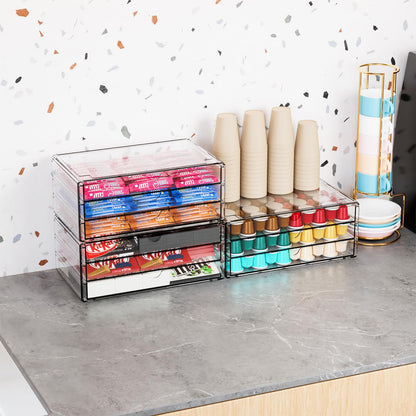 Yieach 11.1 Inch Long Clear Drawer Organizers Stackable,3 Pack Small Acrylic Drawers,School,Office Supplies Organizer And Storage Bins for Stationery,Marker,Pen,Pencil,Craft Desktop Storage Drawers