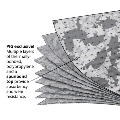 PIG Gray Ham-O Absorbent Mat Pad in Dispenser Box, 33 oz Absorbency Per Pad, Conceals Absorbed Leaks & Drips, Heavyweight, 100 (20" x 16") Pads Per Box, MAT142
