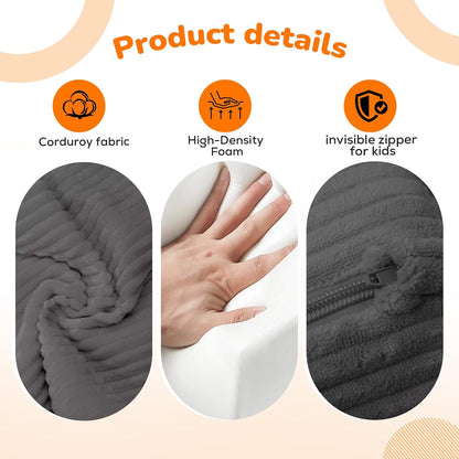 1-3 2-in-1 MeMoreCool Toddler Chair Comfy for Years Old, Corduroy Kids Couch Bed Fold Out, Foldable Baby Lounge Chair