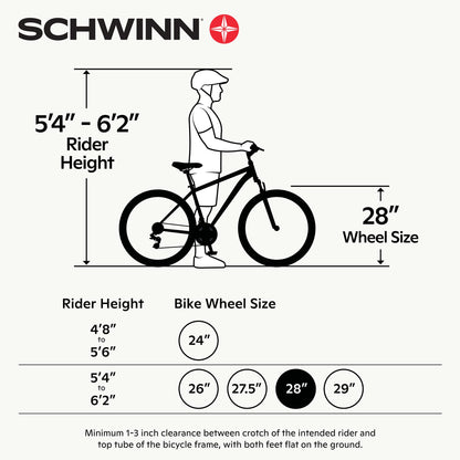 Schwinn Volare 1400 Drop Style Hybrid Sports Road Bike, Men and Women, 14-Speed, 700c Wheels, 21-Inch Aluminum Frame, Alloy Linear Pull Brakes, Red