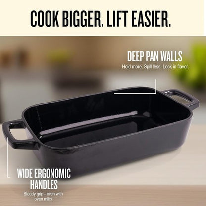 Alva Nori Enameled Cast Iron Roasting Pan - 12x8 Inch, PFAS-Free, Oven & Induction Safe, Easy to Clean