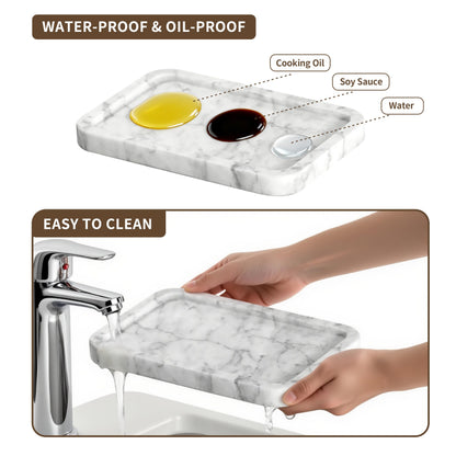 XenMee Marble Butter Dish with Lid, Elegant Large Capacity Butter Holder for Countertop & Refrigerator – Natural Cool Surface Keeps Butter in an Ideal Spreadable State – White Butter Container