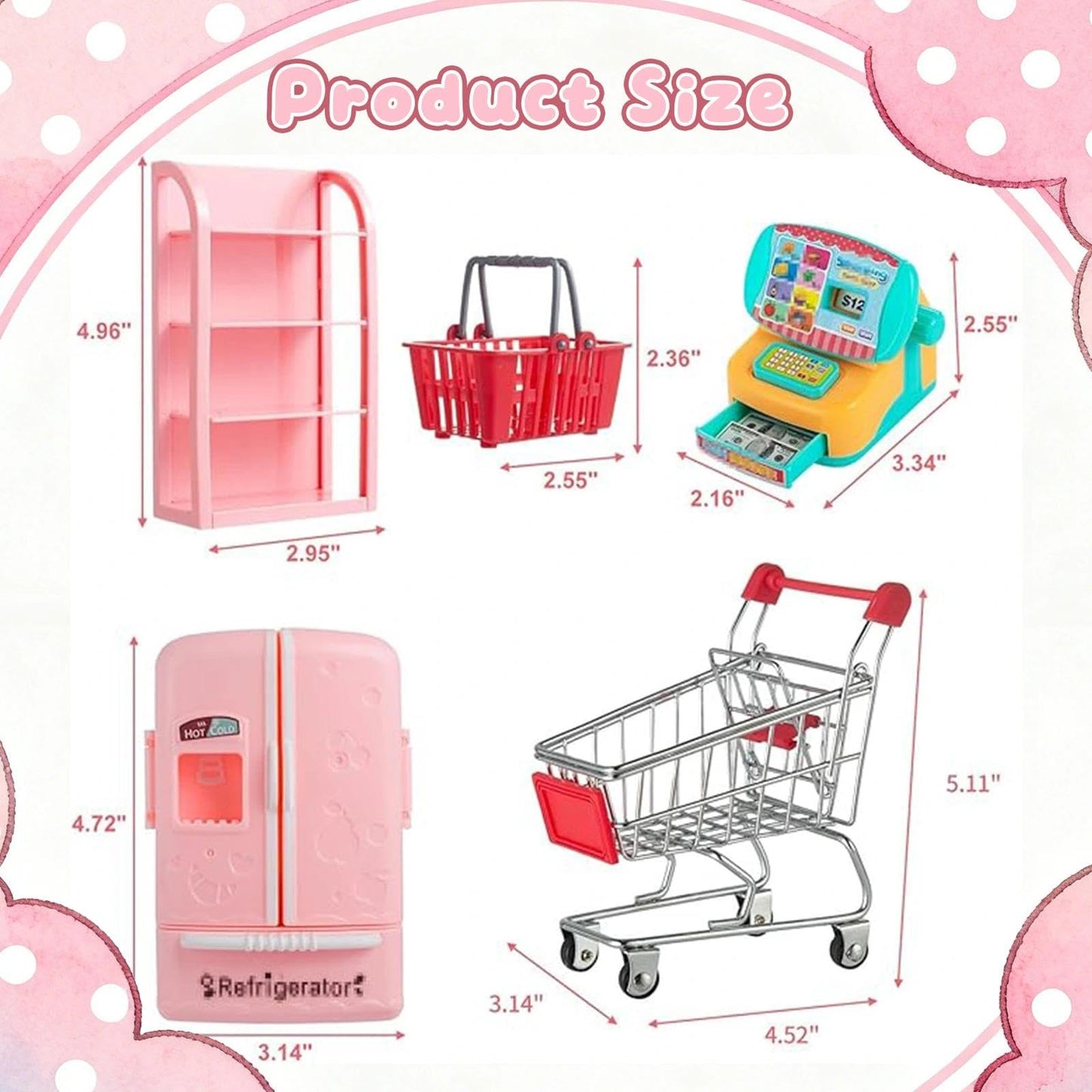 164Pcs Mini Shopping Cart Basket Miniature Food Drink Toy Supermarket Metal Handcart Trolley DollHouse Store Grocery Accessories Kitchen Play Game Party Model Shelves Cash Register Refrigerator Fridge