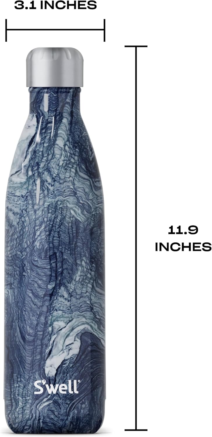 S'well Stainless Steel Water Bottle, 25oz, Azurite Marble, Triple Layered Vacuum Insulated, Keeps Drinks Cold for 48