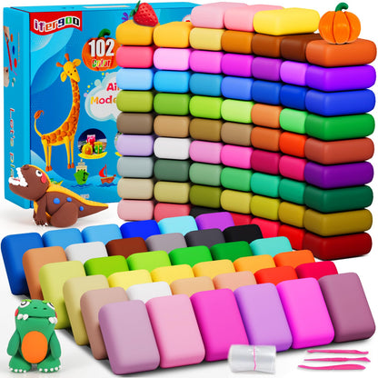 ifergoo Air Dry Clay for Kids - 102 Colors Modeling Magic Foam Clay Kit, Safe & Non-Toxic, Kids DIY Model Art & Crafts Toys with Sculpting Tools, Birthday Gifts for Boys & Girls 3-12 Years Old