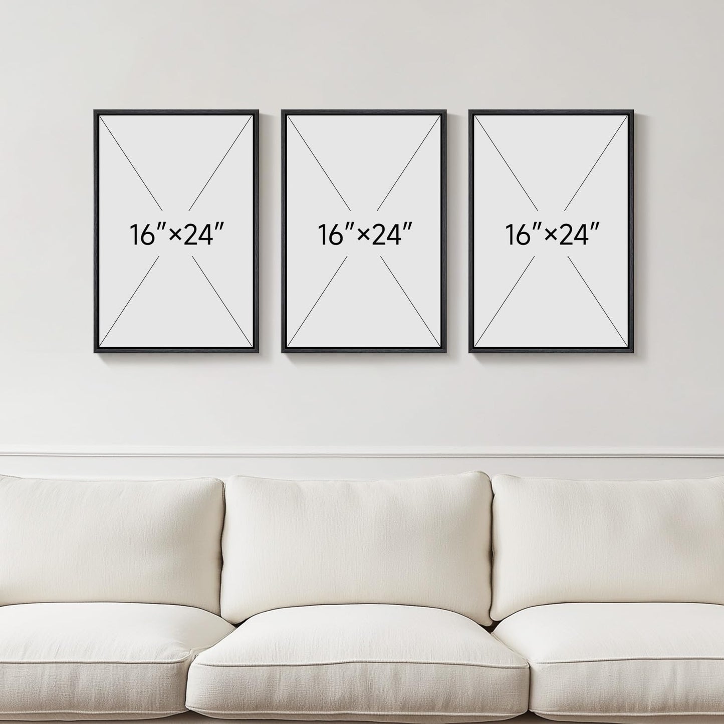 Framed Boho Sage Green Wall Art for Living Room, Large Mid Century Modern Tropical Leaf Canvas Artwork for Walls, 3 Piece Beige Orange Bohemian Wall Art Prints for Bedroom Kitchen Hallway, 16x24 Inch