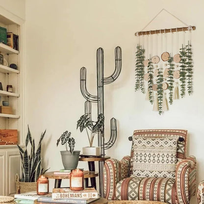 16.5 inch Artificial Eucalyptus Wall Decor Fake Greenery Leaves Stems Wall Hanging Plants on Wooden Stick Boho Rustic