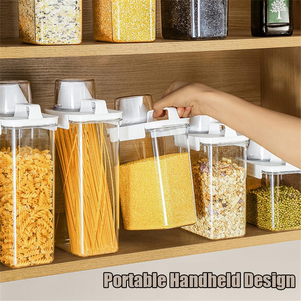 Triflice 2Pcs Rice Dispenser Storage Containers, 1.1L Small Rice Bucket with Measuring Cup & Pour Spout, Kitchen Plastic Airtight Container for Cereal, Grain, Flour, Sugar, Oatmeal, Dry Pet Dog Food
