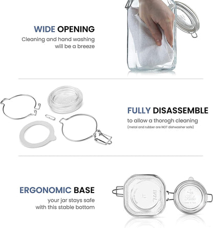 Bormioli Rocco SYNCHKG009319 B0727PL21D Fido Glass Canning Jar Italian.75, Clear