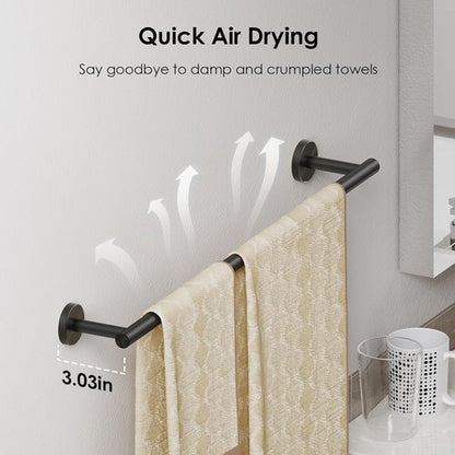 FORIOUS Bathroom Hardware Set - SUS304 Stainless Steel Towel Bar & Toilet Paper Holder | 4-Piece Matte Black