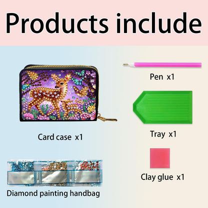 4pcs Butterflies Animals Pattern Diamond Art Painting Minimalist Wallet DIY Rhinestone Painting Art Kit Credits card Pocket Organizer Storage Bag Handmade Craft Gift for Holidays and Everyday Use