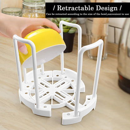 ZJIVQO Bowl Rack, Adjustable Plate Holders, Dish Holder, Plate Dish Rack with Handle for Kitchen Bowl Organizer