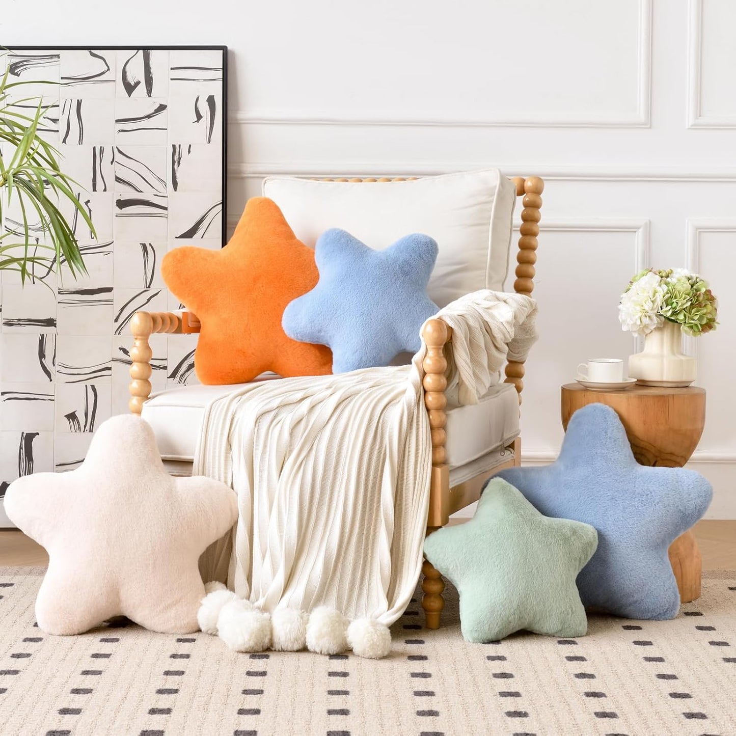 15" 15" 15") Xiashrk Star Pillow, Decorative Throw Pillows for Bed Couch, Star Shaped Pillow Plush Floor Cushions Room