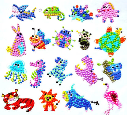 FONYANE Diamond Art for Kids & Girls & Boys,Gem Art Animal Stickers Craft Kit for Kids Ages 4-6-8-10-12,Arts & Crafts for Boys Girls Birthday Party Gift Toy