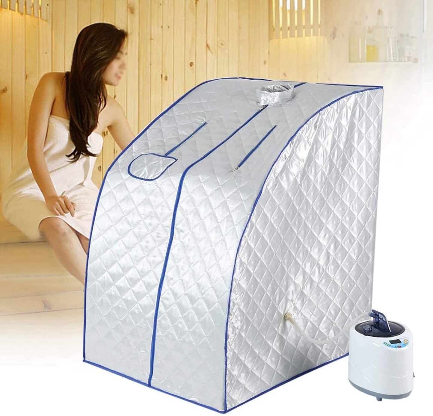U5GAAALPPQ9 Portable Steam Tent Spa Sauna Machine 1-9 Level Temperature for No Water Automatically Power Off Lose Weight Toxin Stress Fatigue.