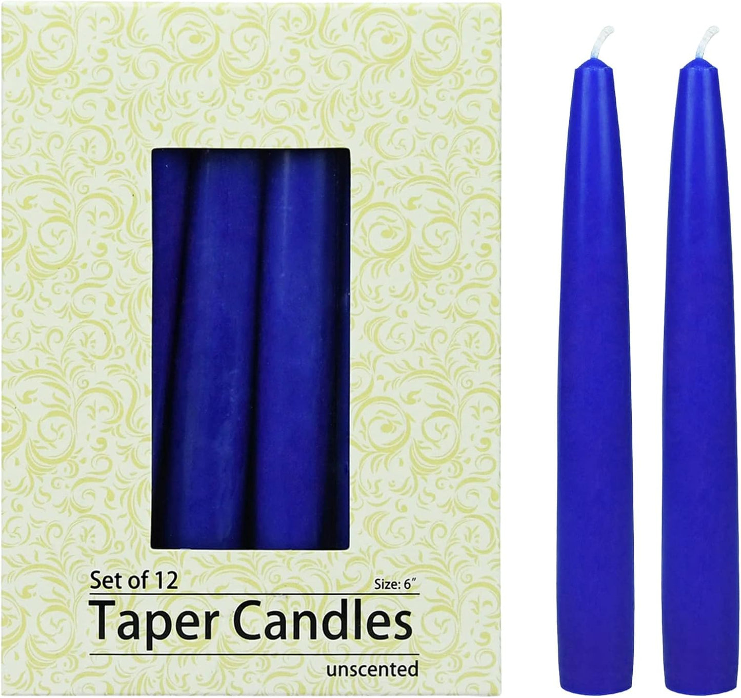 Zest Candle 12-Piece Taper Candles, 6-Inch, Blue