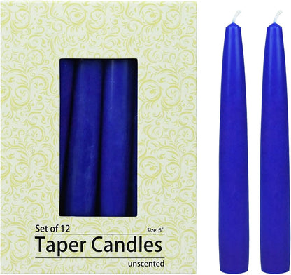 Zest Candle 12-Piece Taper Candles, 6-Inch, Blue