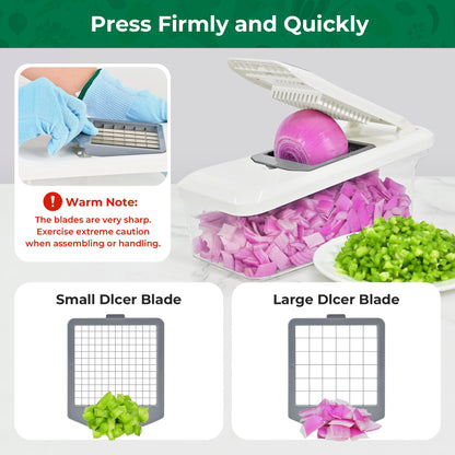 SUSTEAS Vegetable Chopper Mandoline Slicer,6 Blade Pro Food Chopper, Onion Potato Dicer, Veggie Cutter for Salad, Carrot, Cucumber Home Kitchen Gadgets Accessories Essentials(10 in 1, Grayish White)