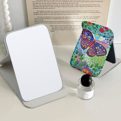 LazyFold Diamond Painting Mirror Kits for Adults Beginners,Purple Butterfly DIY 5D Diamond Art Portable Folding Mirror Kit,Festival Christmas Birthday Art Crafts Home Wall Table Decor Gifts