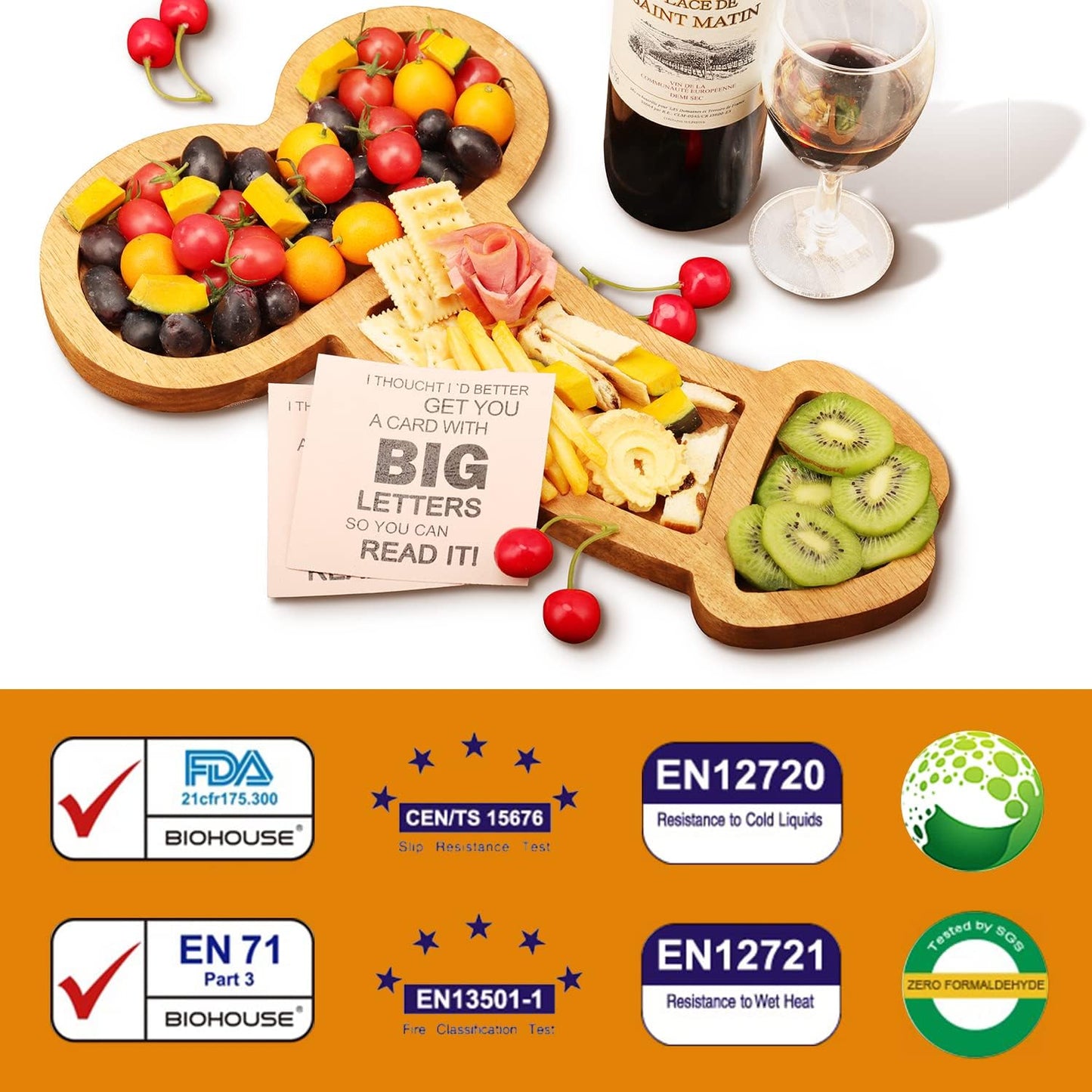 Extra Large Aperitif Board, Cheese Board Charcuterie Boards, Solid Wood Party Plates for Housewarming, Bachelorette,