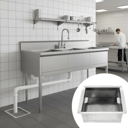 Stainless Steel Floor Drain Strainer, 8.7 x 8.7 x 3.1 in, Large Capacity, Anti-Clog, Kitchen Sink Drain Cover, Easy to Clean, Long-lasting, for Kitchen, Bathroom, Balcony