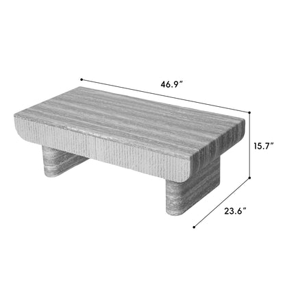 GDFStudio 46.85" Rectangle Coffee Table with Hidden Storage Drawer, Modern Wood Center Table with Faux Marble Top & Fluted Design, Small Space Coffee Table for Living Room Home Office, Grey