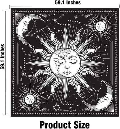 Black and White Wall Tapestry - Aesthetic Moon Tapestry for Bedroom, Living Room, Dorm Decor (59.1x59.1 Inches)