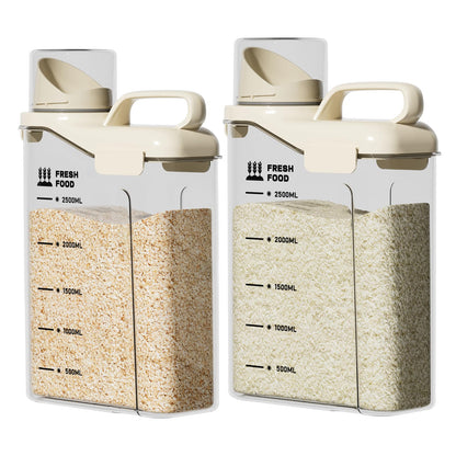 Rice Containers 5.5lbs and Cereal Storage Dispenser-Airtight Food Storage Organizers BPA free Plastic Kitchen Storage Containers food-grade PET material Suitable for rice, cereal, flour,etc(White)