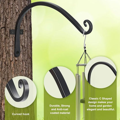 Feed Garden 12-Inch Decorative Hanging Plant Brackets - 2 Pack Wall Hooks for Outdoor Use | Black