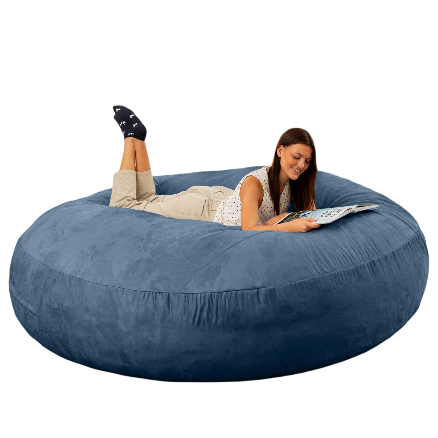 Jaxx 6 Foot Cocoon - 2-in-1 Convertible Bean Bag Bed & Large Bean Bag Chair for Adults, Navy