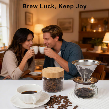Roogaluckeep Pour Over Coffee Dripper, Stainless Steel Coffee Filter, Paperless Reusable Coffee Filter, Metal 600 Mesh Strainer Coffee Maker Single Cup Brewer 1-2 Cup