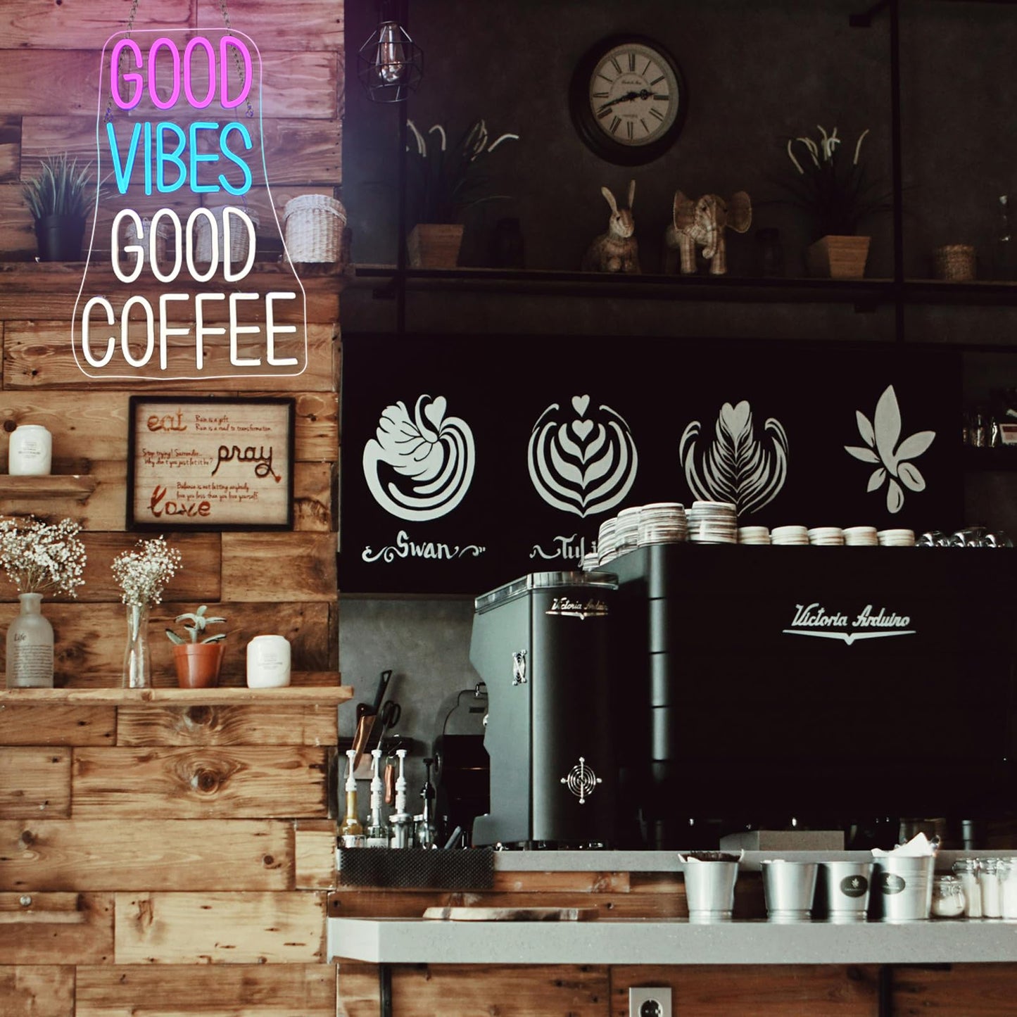 Horseneon Good Food Good Mood Neon LED Sign, Food Neon Signs for Wall Decor, Good Food Good Mood Neon Light with USB Powered for Snack Shop, Restaurant, Fast Food