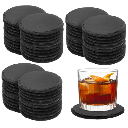 60 Pieces Slate Coasters. Dhfsleo 4 inch Black Coasters Stone Coaster Set,Laser Engraving Blanks with Anti-Scratch Bottom, Perfect for use in Your Home, Office, Kitchen,bar or Anywhere.Round