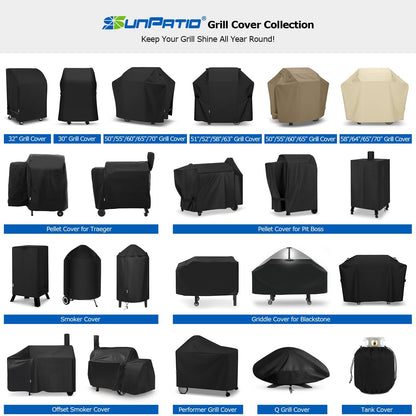 SunPatio 2 Burner Gas Grill Cover 32 inch, Heavy Duty Waterproof Small BBQ Grilling Cover, Compatible for Weber Char-Broil Nexgrill and More Grills with Collapsed Side Tables, All Weather Protection