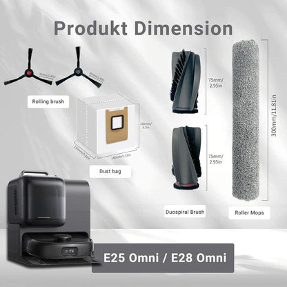 JoyBros Omni S1 Pro Replacement Parts Accessories for Eufy Omni S1/S1 Pro Robot Vacuum: Main Brush X1, Side Brush X6, Washable Filter X4, Dust Bag X4, Rolling Mop X3 17-Pack