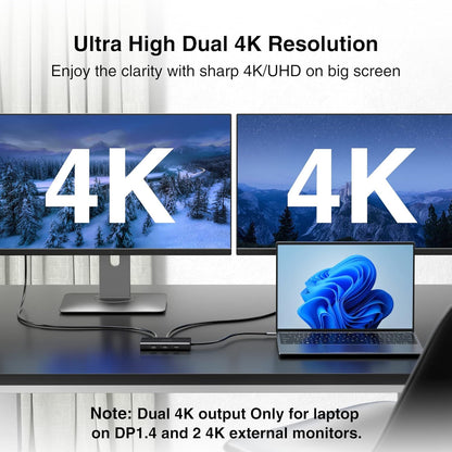 USB C Docking Station Dual Monitor for Dell/HP/Lenovo/Surface Laptop, 14 in 1 Triple Display Hub Multiple Adapter, Dongle with 2 HDMI 4K+VGA+5 Port+100W PD Charger+Ethernet+SD/TF+Audio