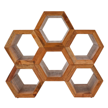 Gourmet Basics by Mikasa Amara Honeycomb 6 Bottle Acacia Wood Wine Rack, 13.7 x 6 x 12 Inch