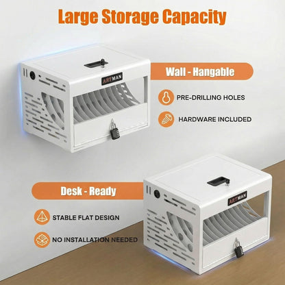 16 Device Charging Station for Laptops/Tablets/iPads/Chromebooks,16 Bay Wall-Mount Lockable Charging Cabinet with Cable Management & Power Organization,Fully Assembled Storage Cart (16 Bay-White)