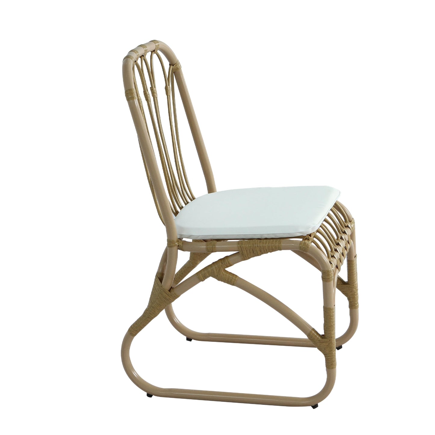 Christopher Knight Home Busby Acacia Wood Patio Dining Set for 4, Square Patio Dining Table and PE Wicker Chairs Set of 4, 5 Piece Outdoor Dining Set with Cushion, Teak+Light Beige