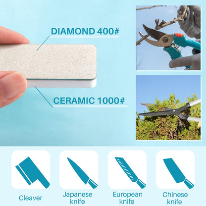 Patelai 2 Pcs Mini Pocket Knife Sharpener Stone Double Sided Portable Sharpening Stone Whetstone Diamond Ceramic Sharpen Tools 400/1000 Grit for Knives Scissors Kitchen Outdoor Survival Gear