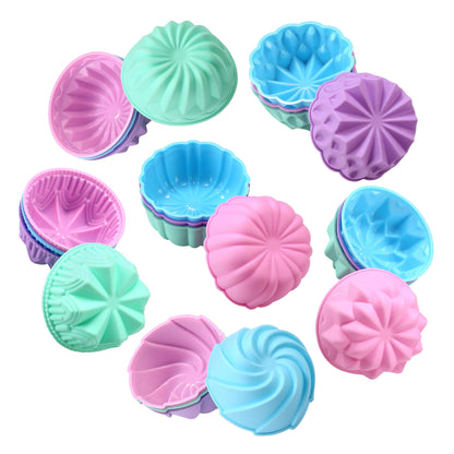 To encounter Silicone Cupcake Baking Cups, Food Grade Non-Stick Muffin Liners, Reusable 3 Inch Silicone Molds, 6 Shapes Pack of 24
