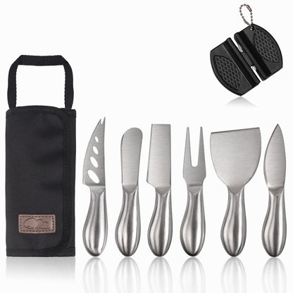 6-Piece Cheese Knife Set, Premium Stainless Steel Cheese Knives for Charcuterie Board for Cutting Hard Medium Soft Cheese, Mini Metal Cheese Cutter Knife Butter Knife with Storage Bag Gift Set
