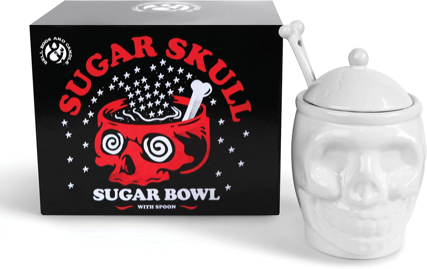 BELL BOOK AND CANDLE Sugar Skull Sugar Bowl - 12 Oz - Goth Valentines Day Decor, Spooky Gifts, Witchy Gifts