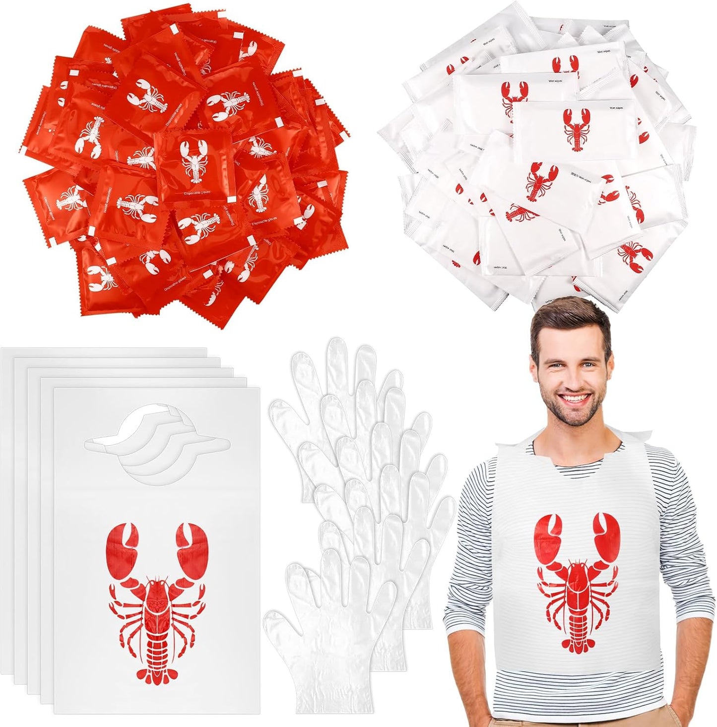 200 50 50 100 Umigy Pcs Disposable Adults Crawfish Lobster Bibs Boil Seafood Party Supplies Include Lobster Bibs Bulk