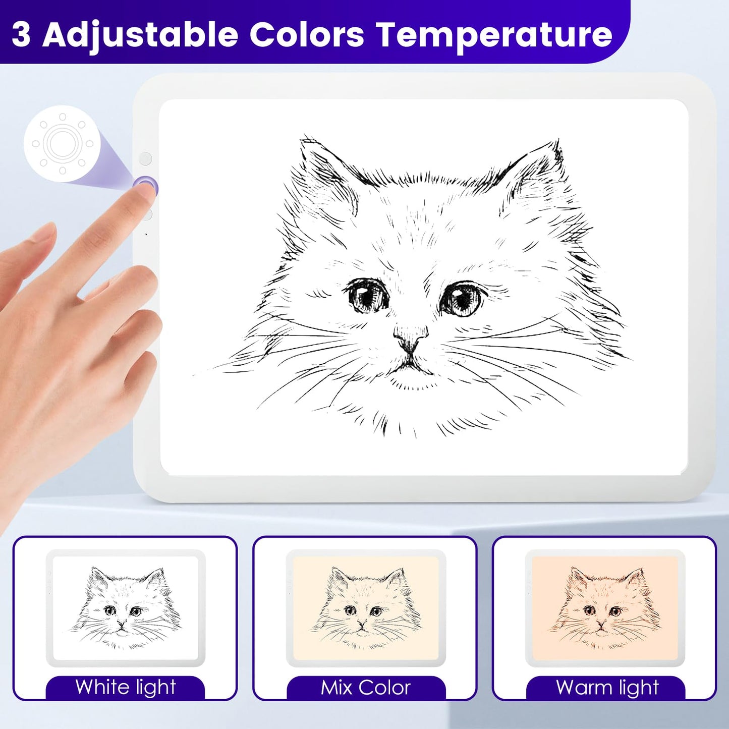 A3 Light Pad for Diamond Painting Kit,6750Lux Super Bright Ultra Thin Diamond Art Light Board,3 Levels Dimming Light Box for Artists/Drawing/Sketching/Animation(A3,White)