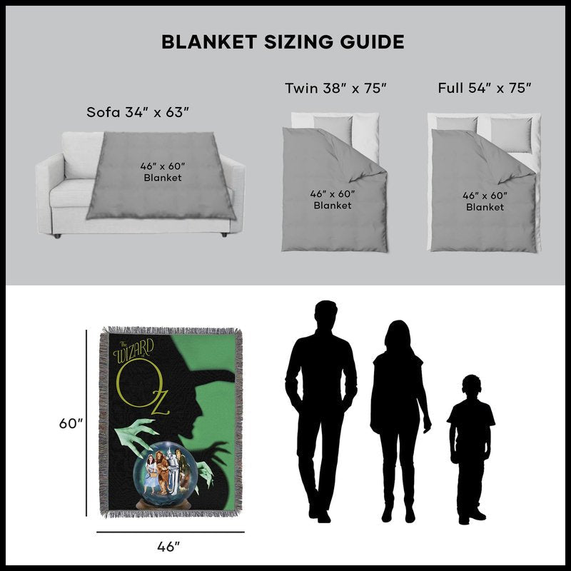 Northwest Wizard of Oz Woven Tapestry Throw Blanket, 48" x 60", Expecting Company