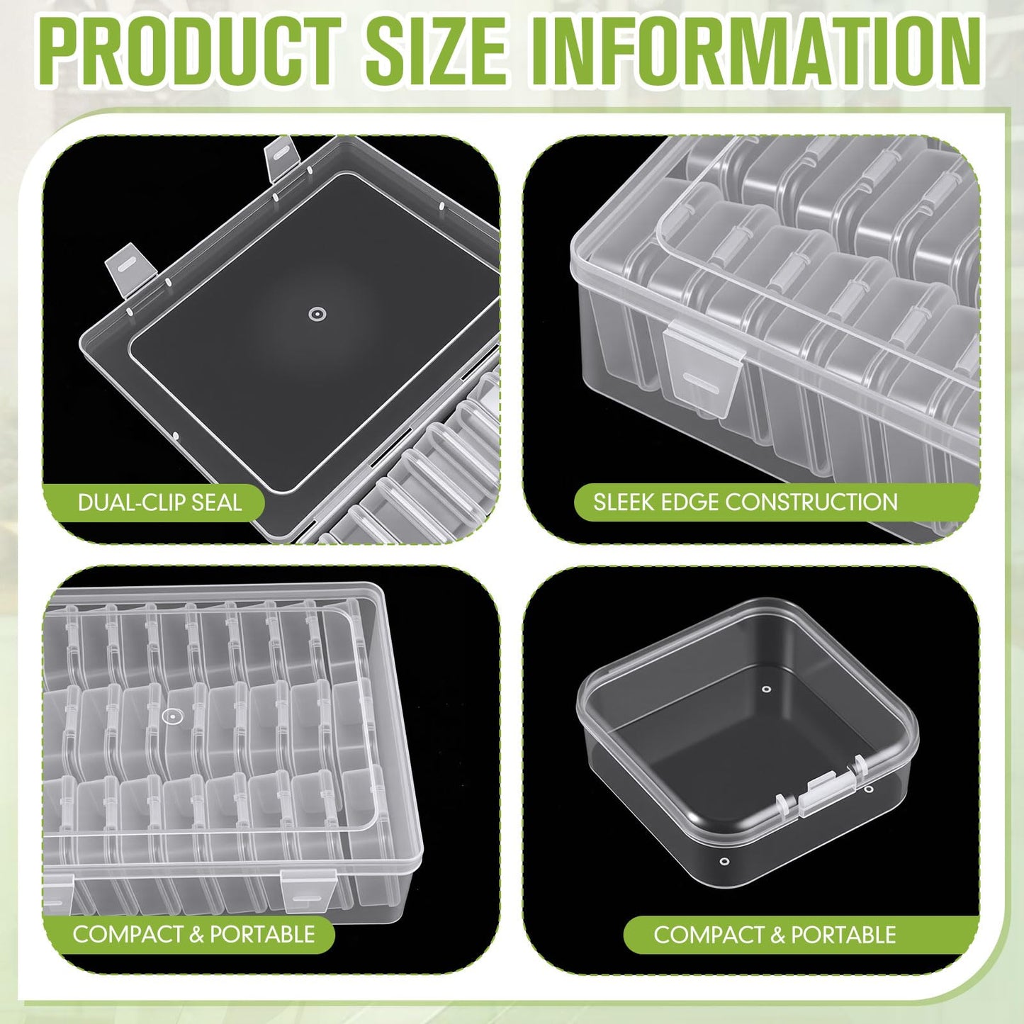 Hushee 4 Pack Bead Organizer Box, 120 Pcs Total Small Clear Plastic Bead Storage Containers with Hinged Lid, Stackable Craft Case for Jewelry, Seed, Diamond Painting DIY Supplies (30 pcs per Box)