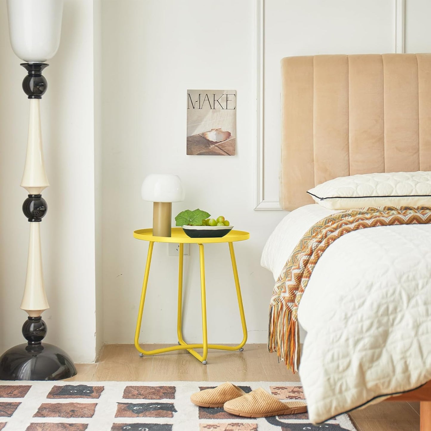 Compact Yellow Outdoor Side Table for Garden and Patio