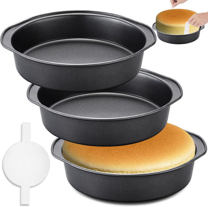 8 Inch Cake Pan Set by [Brand Name] - 3 Carbon Steel Round Pans with 100 Parchment Papers | Non-Stick & Healthy