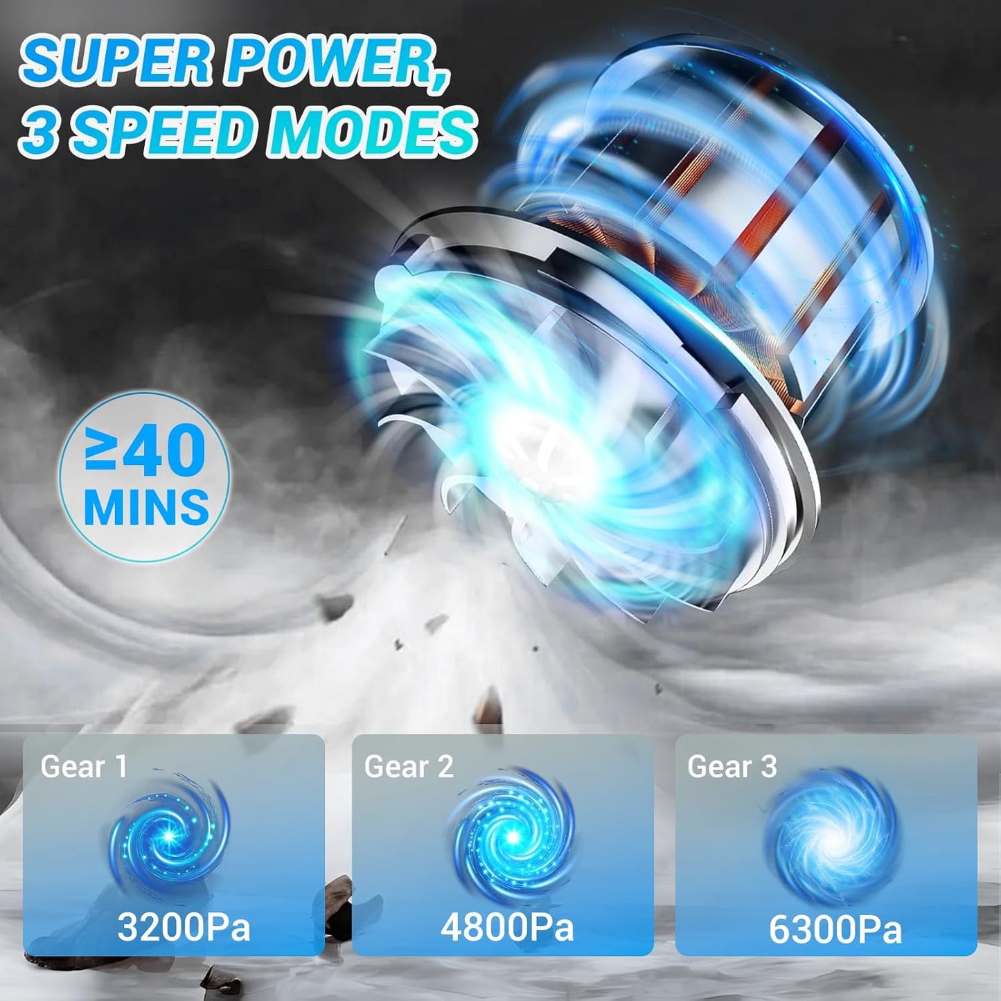 Cordless Handheld Car Vacuum, 12000Pa Strong Suction Mini Vacuum, 3-in-1 Design with LED Light for Multi-Scenario Use